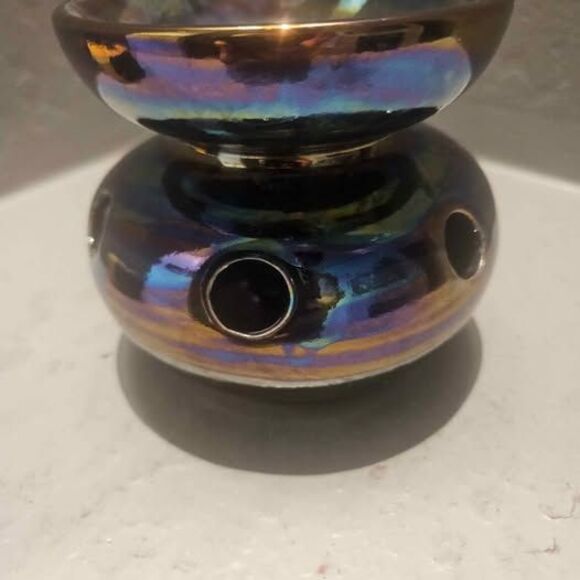 Glass Wax Warmer Iridescent Made in Germany 3.5" - Picture 1 of 4